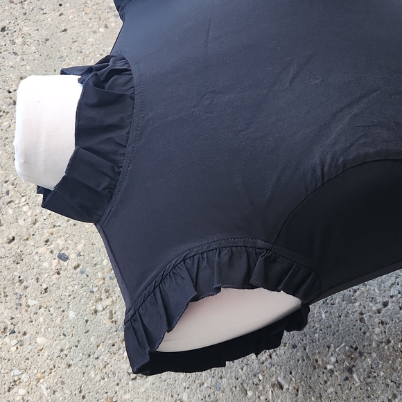 Unique Vintage Black ruffle top - Picture 3 of 16